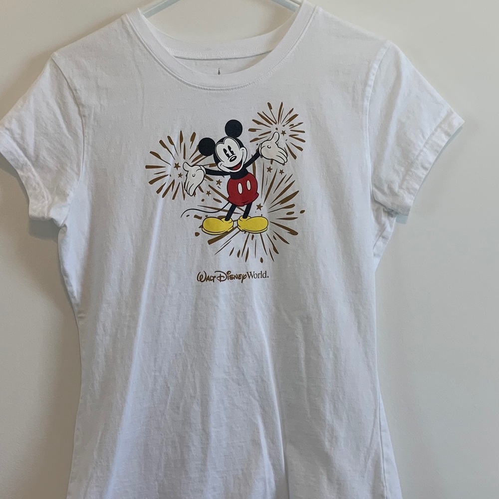 Walt Disney White Mickey Mouse Fitted T-Shirt, Size Large - Picture 2 of 4